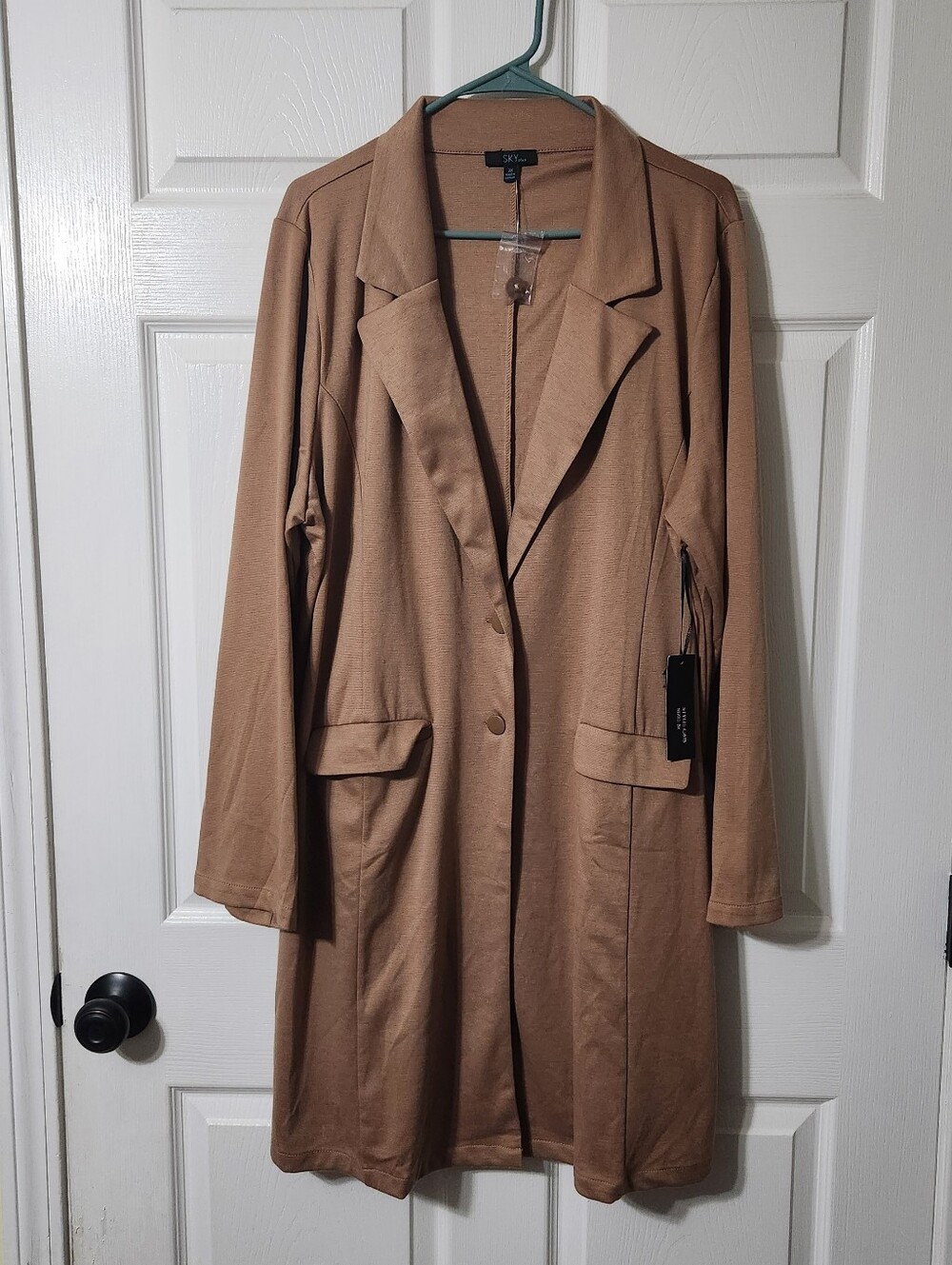 Sky Plus Longline Camel Knit Blazer, Size 3X, NWT